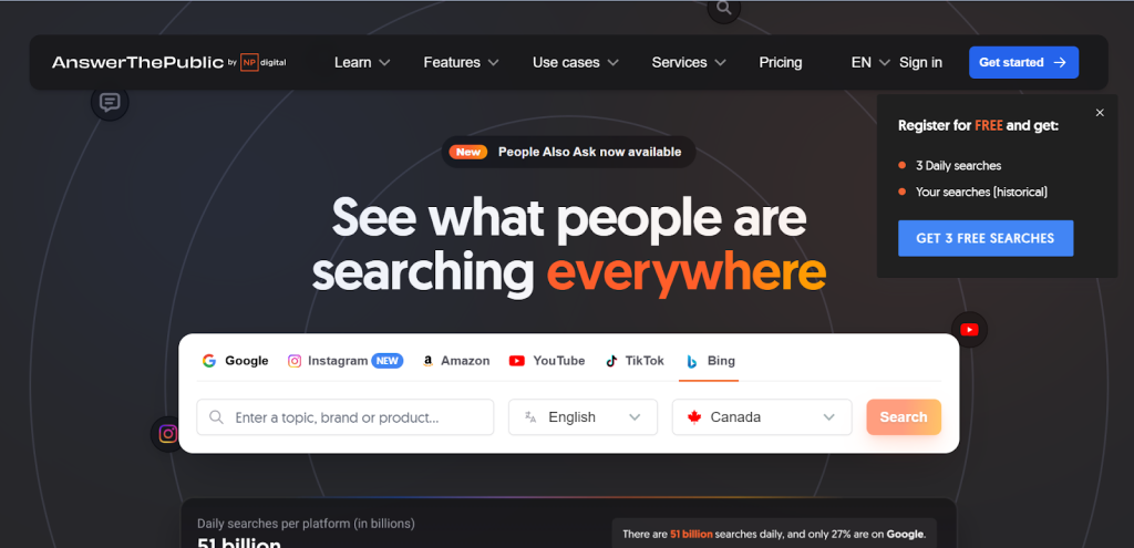 Answer the public home page