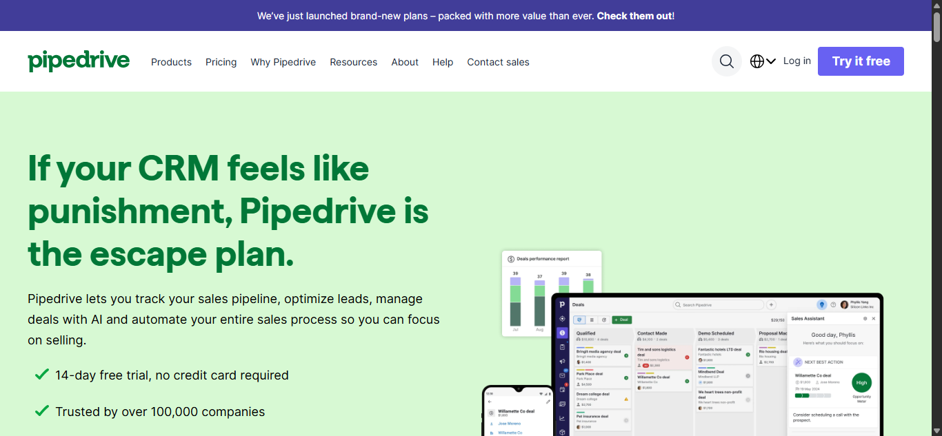 Pipedrive CRM platform dashboard