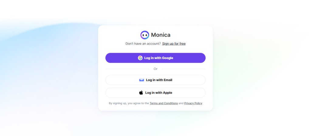 Monica AI login
