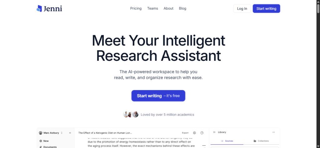 Jenni AI website
