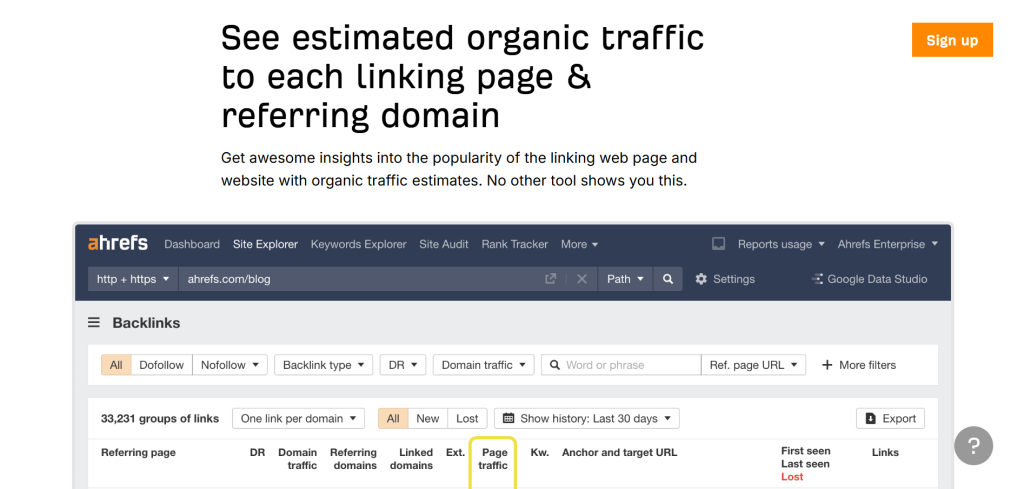 Ahrefs Backlink Checker