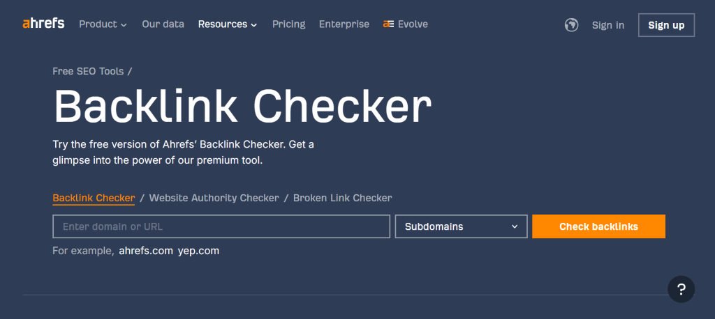 Ahrefs Backlink Checker