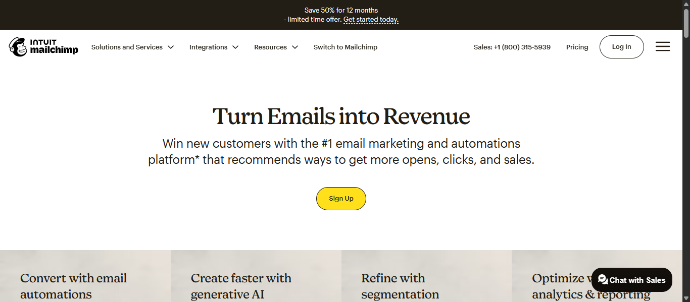 Mailchimp landing page example