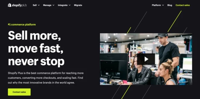 Shopify landing page example