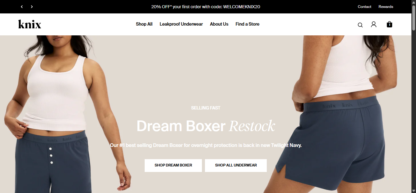 Knix product landing page