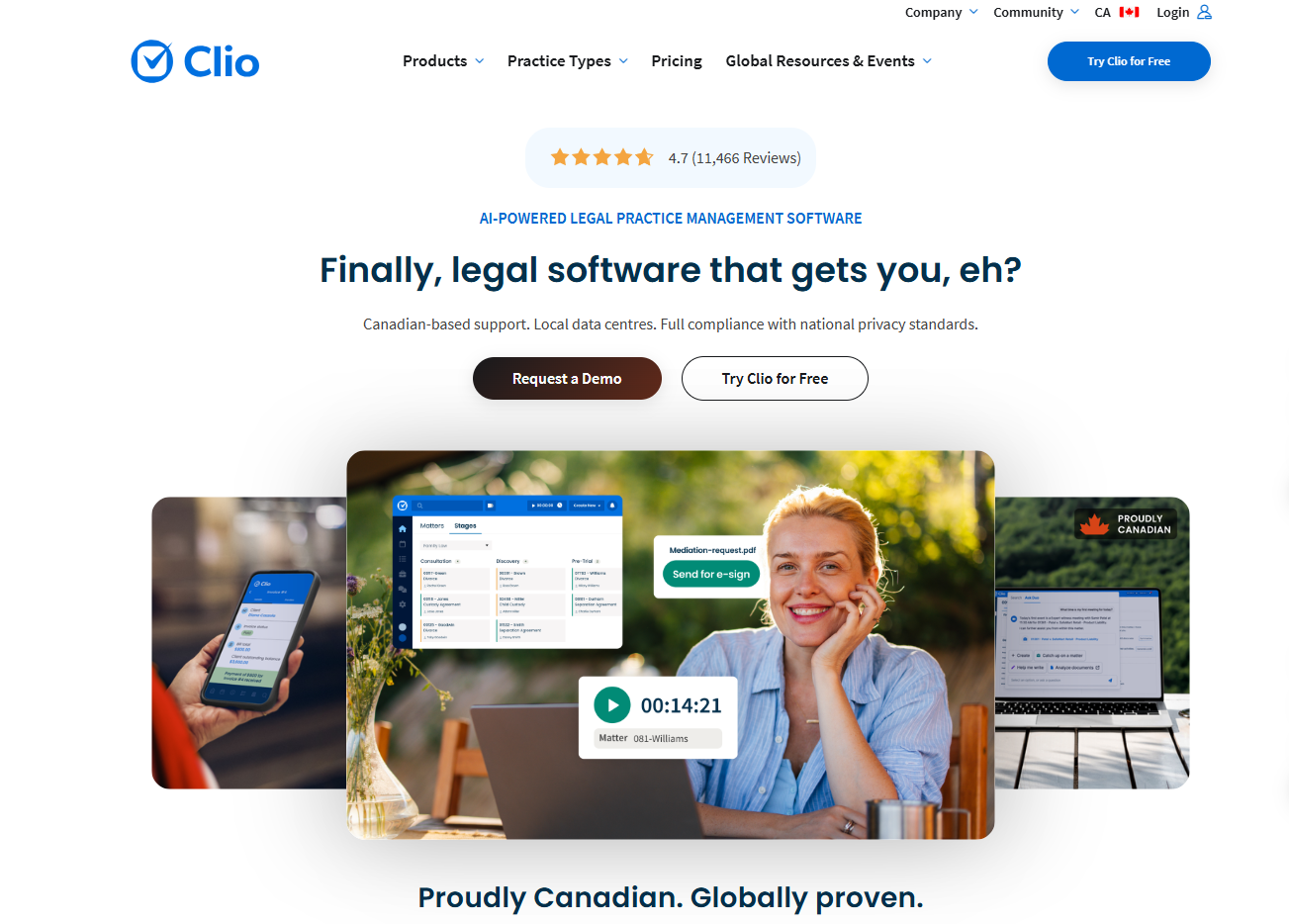 Clio landing page example