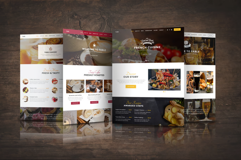creative landing page designs for food and beverages brand