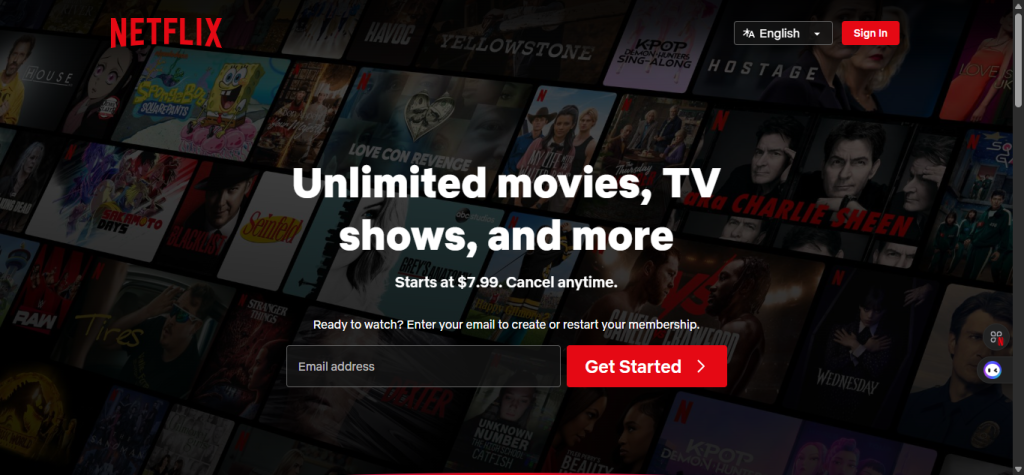 Best Landing Page Design: Netflix