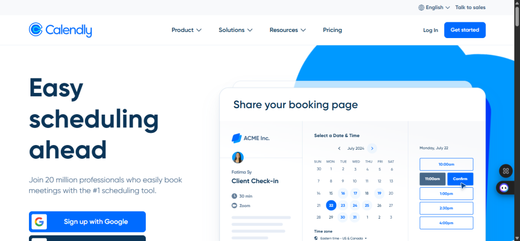 Best Landing Page Design: Calendly