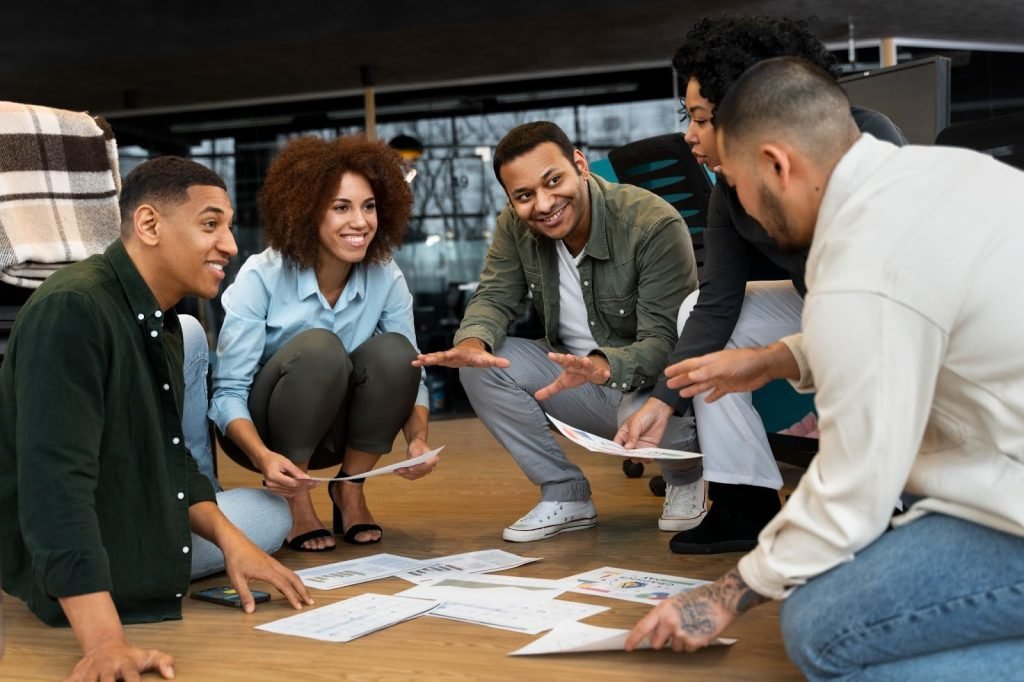 Group of people having meeting