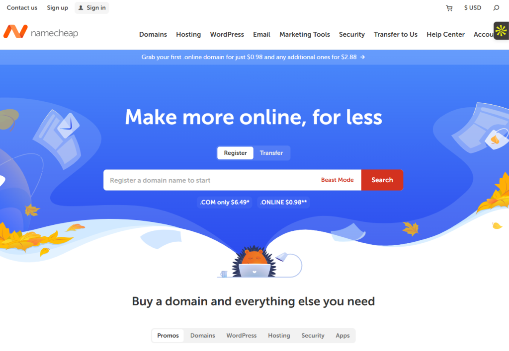 Namecheap Domain Registrar Dashboard