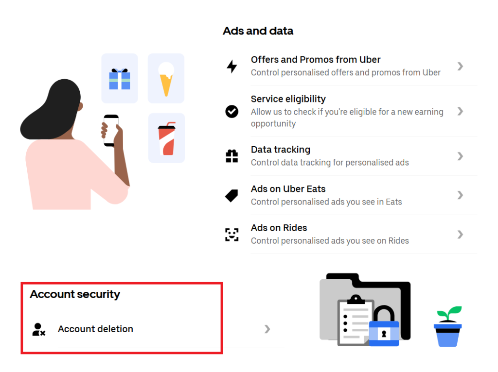 Delete Account from Uber website